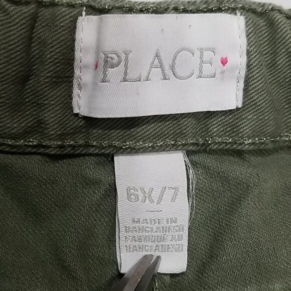 Place Shorts Distressed Raw Hem Girls Size 6X/7 Kids 100% Cotton Olive Green - Picture 3 of 7